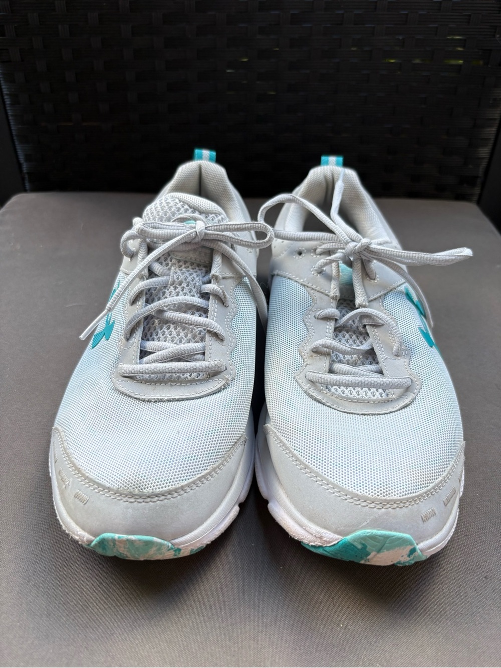 Under Armour Light Gray Athletic Sneakers with Teal Accents